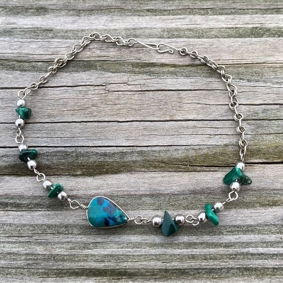 Chrysoprase and Malachite Bracelet or anklet - Picture 2 of 3